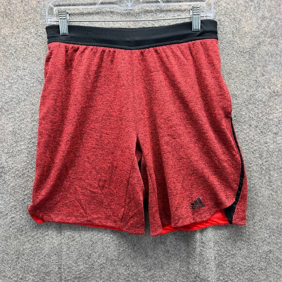 Adidas Shorts Mens Small Red Black Climalite Athletic Training Performance Lined - Picture 1 of 10